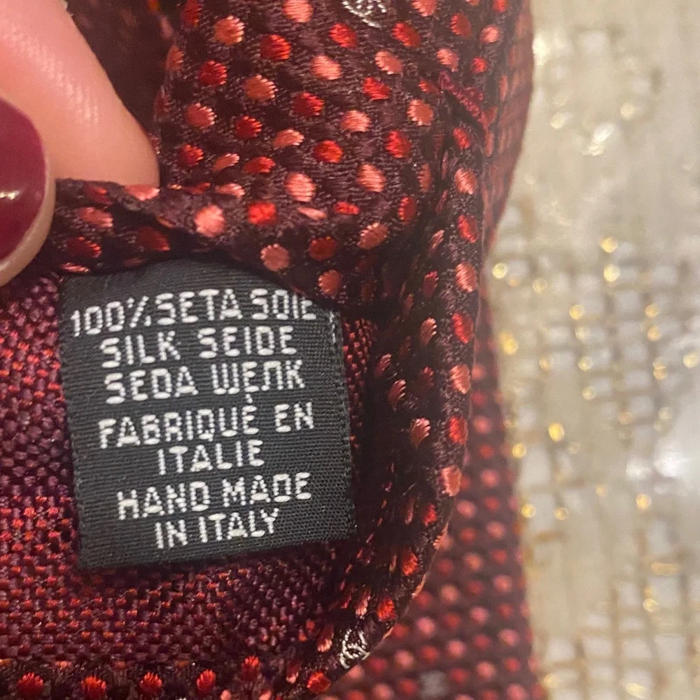 CHANEL Burgundy Microdot Silk Tie